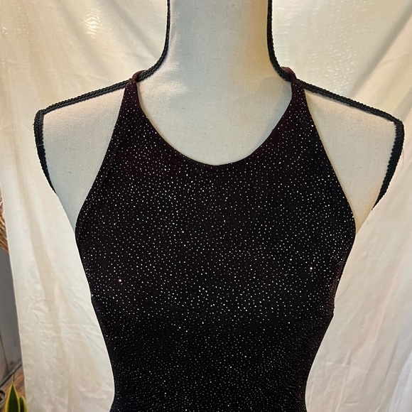 Vintage Y2K Gunne Saxe/Jessica McClintock  black shimmery open beaded back dress - Picture 4 of 9